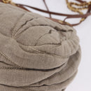 Miu Miu Matelasse Chain Shoulder Bag Canvas Beige Gold Auth 202216V-18