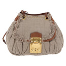 Miu Miu Matelasse Chain Shoulder Bag Canvas Beige Gold Auth 202216V-13