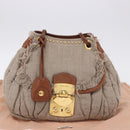 Miu Miu Matelasse Chain Shoulder Bag Canvas Beige Gold Auth 202216V-12