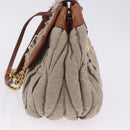 Miu Miu Matelasse Chain Shoulder Bag Canvas Beige Gold Auth 202216V-3