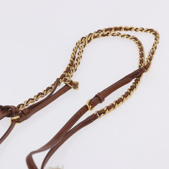 Miu Miu Matelasse Chain Shoulder Bag Canvas Beige Gold Auth 202216V