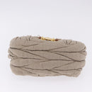 Miu Miu Matelasse Chain Shoulder Bag Canvas Beige Gold Auth 202216V-5