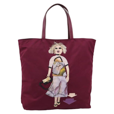 PRADA Tote Bag Nylon Purple Gold Tone Auth 202217A - 0