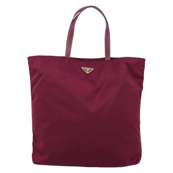 PRADA Tote Bag Nylon Purple Gold Tone Auth 202217A