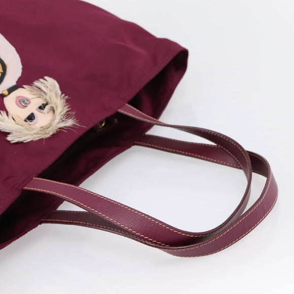PRADA Tote Bag Nylon Purple Gold Tone Auth 202217A