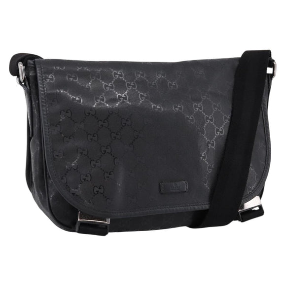 GUCCI GG Implementation Shoulder Bag PVC Black Silver 201732 Auth 202218A