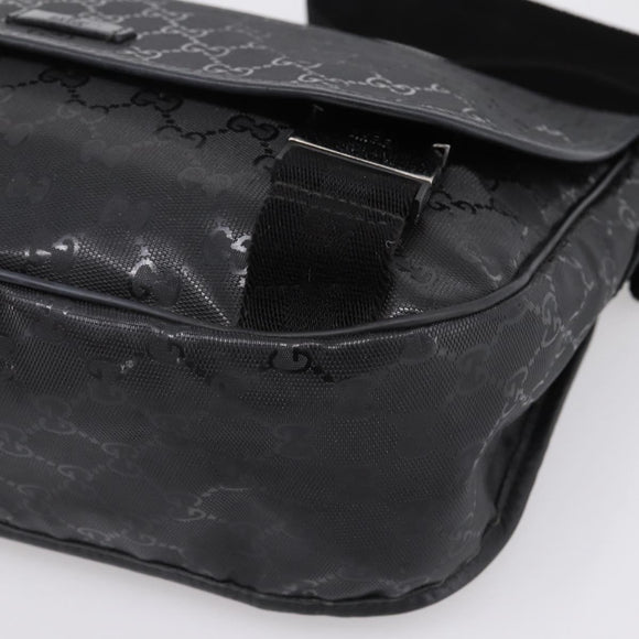 GUCCI GG Implementation Shoulder Bag PVC Black Silver 201732 Auth 202218A