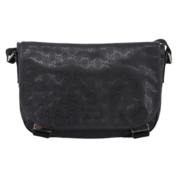 GUCCI GG Implementation Shoulder Bag PVC Black Silver 201732 Auth 202218A