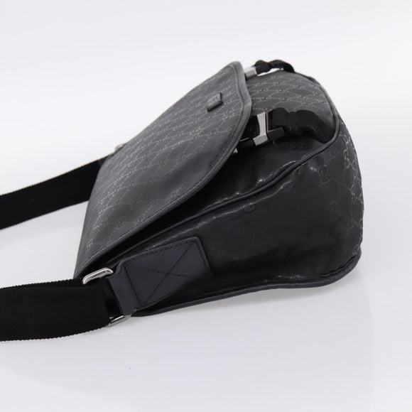 GUCCI GG Implementation Shoulder Bag PVC Black Silver 201732 Auth 202218A