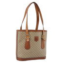 CELINE Macadam Tote Bag PVC Leather Beige Gold Tone Auth 202219-1