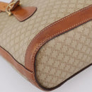 CELINE Macadam Tote Bag PVC Leather Beige Gold Tone Auth 202219-14