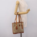 CELINE Macadam Tote Bag PVC Leather Beige Gold Tone Auth 202219-22