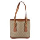 CELINE Macadam Tote Bag PVC Leather Beige Gold Tone Auth 202219-2