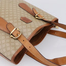 CELINE Macadam Tote Bag PVC Leather Beige Gold Tone Auth 202219-6