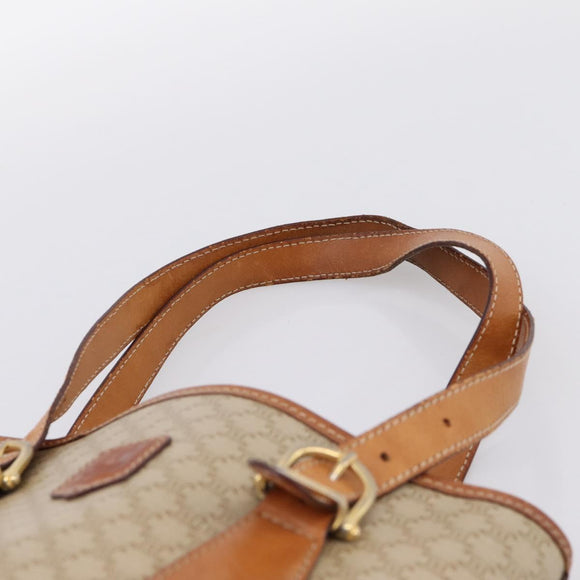 CELINE Macadam Tote Bag PVC Leather Beige Gold Tone Auth 202219