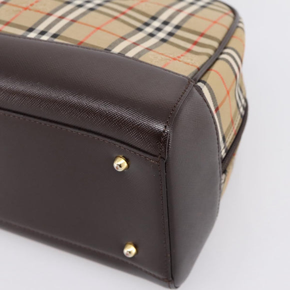 BURBERRY Nova Check Shoulder Bag Canvas Beige Gold Tone Auth 202220A
