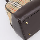 BURBERRY Nova Check Shoulder Bag Canvas Beige Gold Tone Auth 202220A-14