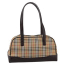 BURBERRY Nova Check Shoulder Bag Canvas Beige Gold Tone Auth 202220A-13