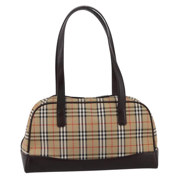 BURBERRY Nova Check Shoulder Bag Canvas Beige Gold Tone Auth 202220A