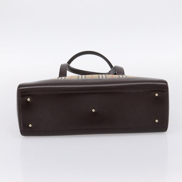 BURBERRY Nova Check Shoulder Bag Canvas Beige Gold Tone Auth 202220A