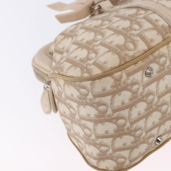 Christian Dior Romantic Chain Shoulder Bag PVC Leather Beige Silver Auth 202221A