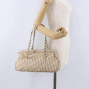 Christian Dior Romantic Chain Shoulder Bag PVC Leather Beige Silver Auth 202221A-24