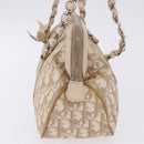 Christian Dior Romantic Chain Shoulder Bag PVC Leather Beige Silver Auth 202221A-3