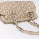 Christian Dior Romantic Chain Shoulder Bag PVC Leather Beige Silver Auth 202221A-6