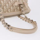 Christian Dior Romantic Chain Shoulder Bag PVC Leather Beige Silver Auth 202221A-7
