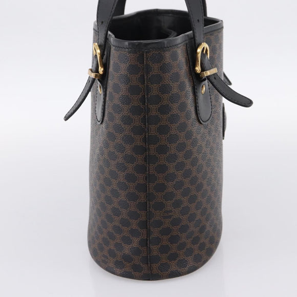 CELINE Macadam Tote Bag PVC Leather Black Gold Tone Auth 202222A