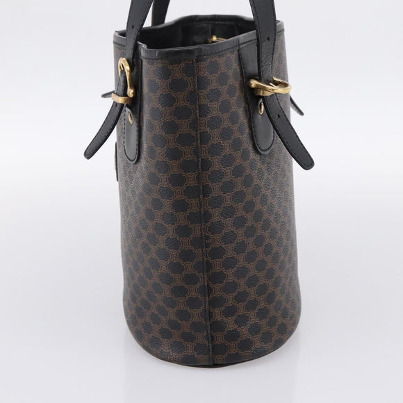 CELINE Macadam Tote Bag PVC Leather Black Gold Tone Auth 202222A
