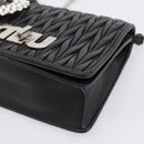 Miu Miu Matelasse Chain Shoulder Bag Leather Black Silver Auth 202224A-9