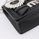 Miu Miu Matelasse Chain Shoulder Bag Leather Black Silver Auth 202224A-14