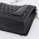 Miu Miu Matelasse Chain Shoulder Bag Leather Black Silver Auth 202224A-15