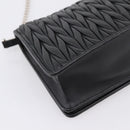 Miu Miu Matelasse Chain Shoulder Bag Leather Black Silver Auth 202224A-16