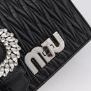 Miu Miu Matelasse Chain Shoulder Bag Leather Black Silver Auth 202224A-17