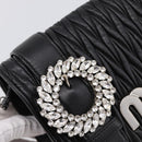 Miu Miu Matelasse Chain Shoulder Bag Leather Black Silver Auth 202224A-18