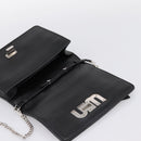 Miu Miu Matelasse Chain Shoulder Bag Leather Black Silver Auth 202224A-10