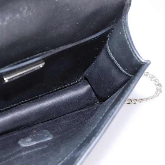 Miu Miu Matelasse Chain Shoulder Bag Leather Black Silver Auth 202224A