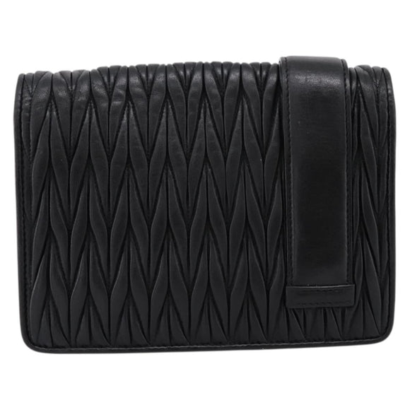 Miu Miu Matelasse Chain Shoulder Bag Leather Black Silver Auth 202224A