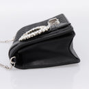 Miu Miu Matelasse Chain Shoulder Bag Leather Black Silver Auth 202224A-3