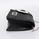 Miu Miu Matelasse Chain Shoulder Bag Leather Black Silver Auth 202224A-4