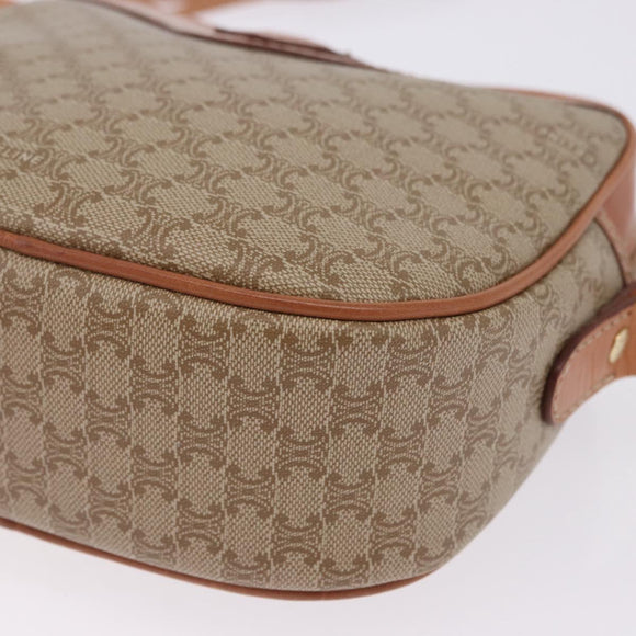 CELINE Macadam Shoulder Bag PVC Leather Beige Gold Tone Auth 202226