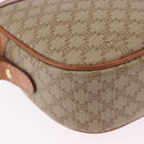 CELINE Macadam Shoulder Bag PVC Leather Beige Gold Tone Auth 202226-16