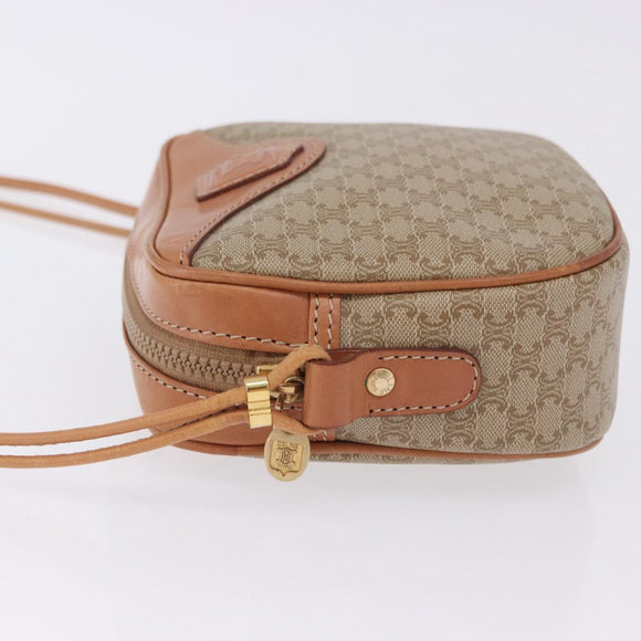 CELINE Macadam Shoulder Bag PVC Leather Beige Gold Tone Auth 202226