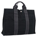 HERMES Fourre Tout MM Hand Bag Canvas Black Silver Auth 202228A-1
