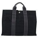HERMES Fourre Tout MM Hand Bag Canvas Black Silver Auth 202228A-13