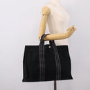 HERMES Fourre Tout MM Hand Bag Canvas Black Silver Auth 202228A-20