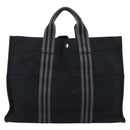HERMES Fourre Tout MM Hand Bag Canvas Black Silver Auth 202228A-2