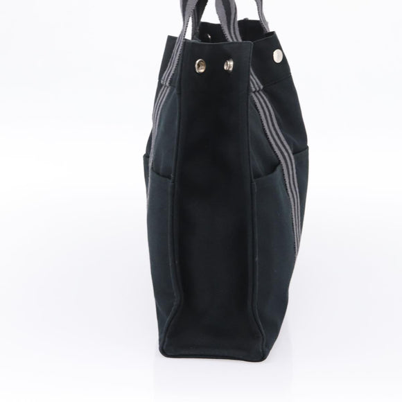HERMES Fourre Tout MM Hand Bag Canvas Black Silver Auth 202228A